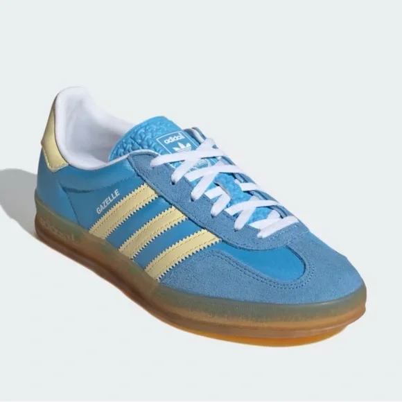 Adidas Gazelle Indoor Shoes in Semi Blue Burst/Almost Yellow - Picture 9 of 10
